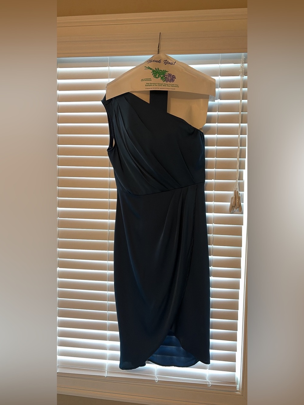 Asymmetrical One-Shoulder Navy Dress